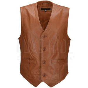Gilet en cuir vintage sans manches, couleur personnalisée, qualité supérieure, logo personnalisé Gilet en cuir pour hommes - Product Image 1