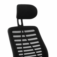 Chaise de bureau en maille noire avec option d'appuie-tête réglable, base chromée et accoudoirs en PP pour espaces de travail commerciaux