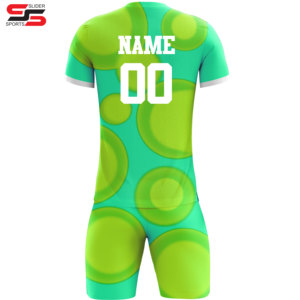 ชุดฟุตบอลสำหรับผู้ชายชุดกีฬาเสื้อและกางเกงขาสั้นออกแบบโลโก้และแบบระเหิดใหม่ล่าสุด - Product Image 2