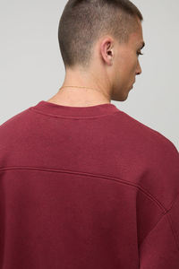 Sudadera Unisex de Gran Tamaño con Cuello Redondo de Color Granate, Jersey de Lana y Algodón de Peso Pesado, Ropa de Calle Holgada de Manga Larga, Sudaderas con Capucha para Invierno - Product Image 3