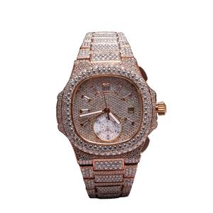 Reloj de Acero Inoxidable para Hombre con Diseño Único, Diamantes Cultivados en Laboratorio, Movimiento de Cuarzo, Estilo Hip Hop, Moderno y a la Moda - Product Image 1