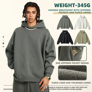 Sudaderas con capucha con logotipo personalizado para hombre estilo informal de moda de calle de punto con cuello con capucha ajuste extragrande para invierno al por mayor - Product Image 2