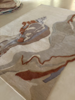 Tapis de luxe moderne abstrait à poils longs en laine de Nouvelle-Zélande, tufté à la main, anti-chute de poils, anti-taches, épais, pour la maison