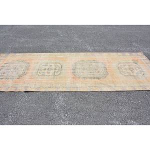 Alfombra turca clásica Vintage 3,8X10,7 pies Alfombra de lana de retazos verde naranja para decoración para sala de estar látex de 4m de ancho para coches - Product Image 3