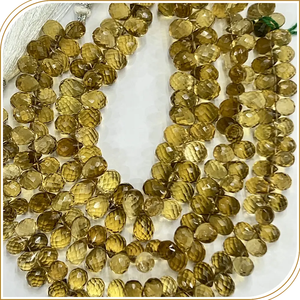 AAA พลอยควอตซ์ขนาด8นิ้วจากธรรมชาติขนาดเส้นใยเบียร์ควอตซ์เพชรพลอย briolette ขนาด5ถึง6มม. สำหรับการทำเครื่องประดับ - Product Image 4