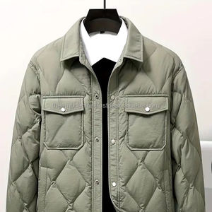 Chaqueta abullonada de algodón grueso para hombre y mujer personalizada, chaqueta de burbujas de invierno con logotipo impreso y tela de lona larga - Product Image 1