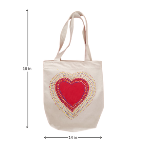 High Quality <b>Hand</b> Painted Cotton Tote <b>Bag</b> Heart Motif Embroidery Lightweight Durable for Daily Use Handmade Summer Accessory - Product Image 2