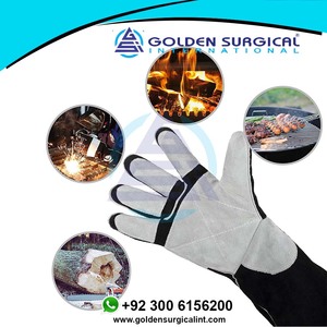 ถุงมืองานเชื่อมโลหะทำจากหนังเทียมพร้อมการเย็บเคฟลาร์กันลื่นกันความร้อนกันไฟทนความร้อน - Product Image 6