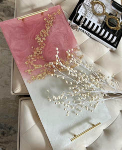 Personnalisé de haute qualité fabriqué à la main en résine décorative Art déco Design HF Industries plateau de service ensemble de sous-verres pour la maison - Product Image 1