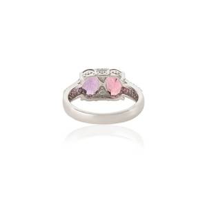 Bague en argent sterling 925 minimaliste avec améthyste naturelle solide et tourmaline, pierre précieuse colorée, bande d'éternité - Product Image 6