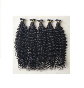 100% qualité d'exportation haut de gamme vison cambodgien temple indien vierge 24'Kinky Curly I Tip Extensions de cheveux donneur unique indien - Product Image 1