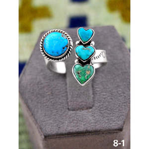 Bague ajustable artisanale Southwest Emerald Valley avec turquoise eau blanche et sertissage clos en argent sterling, idéale pour un cadeau - Product Image 1