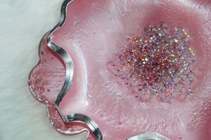 <b>Pink</b> Resin Decorative <b>Bowl</b> with Glitter Touch Handcrafted Sparkle Finish Centerpiece Tray Stylish Table Accent for Home Events - Product Image 5