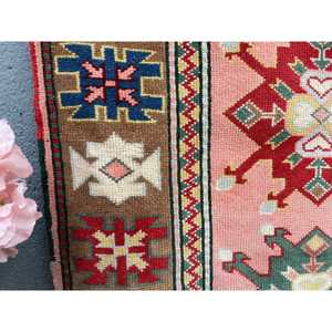 Turkish Small Rug 2.6x4.6 ft, <b>Red</b> Moroccan Vintage <b>Wool</b> Rug - Product Image 5