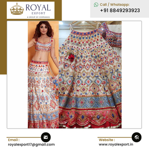 Design accrocheur vêtements de mariage vêtements ethniques indiens Premium Faux Georgette Lehenga Choli avec séquence et broderie travail - Product Image 2