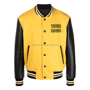 Veste universitaire personnalisée avec logo, veste de baseball en laine et manches en cuir pour hommes, vente en gros - Product Image 3