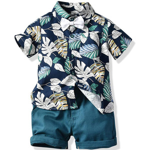 Ensembles de vêtements pour garçons en coton pur de bon goût pour l'été T-Shirt à manches courtes Ensemble deux pièces respirant hauts fins pour enfants garçons - Product Image 5