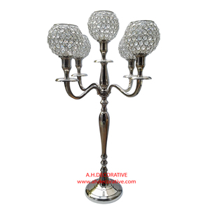 Centre de table de mariage Candélabres faits à la main en métal blanc enduit de poudre Candélabres décoratifs design vintage pour la maison de Noël - Product Image 4