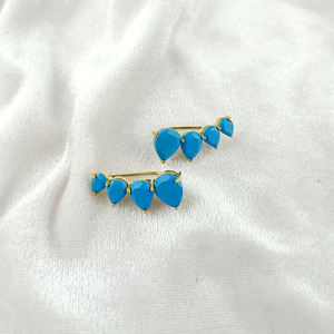 925 <b>Silver</b> Turquoise Gemstone Ear Climber <b>Cuff</b> <b>Earrings</b> Wholesale Fashion Gold Plated <b>Earrings</b> Jewelry for Women Bulk Jewelry - Product Image 1