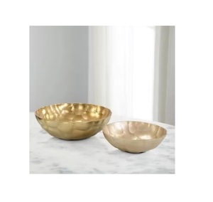 Ensemble de 2 bols de service modernes pour la maison, hôtel, restaurant, dattes, fruits, couleur argent, plat à salade et plateau en métal au design moderne - Product Image 2