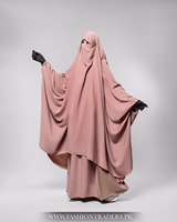 Robe Jilbab Abaya élégante islamique simple et droite, deux pièces, extra large, longueur ras du sol, en laine pêche respirante, modeste, pour soirée/formelle