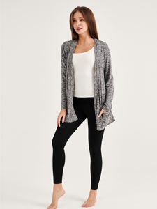 Cárdigan gris de calidad superior para mujer de talla libre Chaqueta de suéter de punto largo de moda con bolsillo Estilo básico Temporada Primavera Verano - Product Image 3