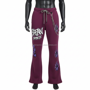 Pantalon évasé pour femmes, de haute qualité, en mélange de coton 300 GSM, molleton, couleur marron, streetwear, logo personnalisé imprimé, pantalon évasé pour femmes - Product Image 1