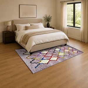 RUGS DEPOT LXDP-0378 Wholesale Multicolor Neutral Contemporary Geometric Digital Printed Machine Washable Chenille Rug Non <b>Slip</b> - Product Image 3