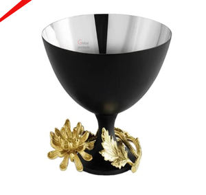 Bol de service de fruits secs noirs de haute qualité avec conception de fleurs dorées pour restaurant et bar d'hôtel - Product Image 1