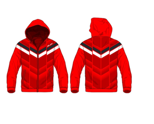 Sudadera con Capucha Roja Personalizada para Hombre, Impresión por Sublimación, Patrón Geométrico, Cierre Frontal Deportivo, Logotipo, Ropa de Invierno - Product Image 1