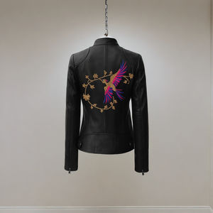 OEM personalizado chaquetas de cuero al por mayor fabricante genuino de cuero de vaca de lona chaquetas de motociclista logotipo frontal hombres mujeres de moda - Product Image 3