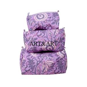 Bolsa de Maquillaje Personalizada con Diseño de Borlas Acolchadas, Ecológica, de Algodón Resistente al Agua, de Gran Capacidad, con Cierre de Cremallera para Mujer - Product Image 1