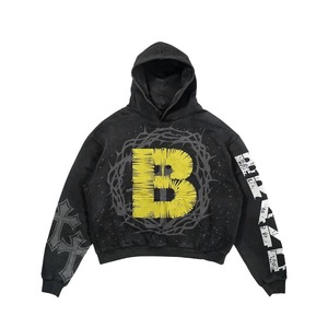 Sweat à capuche oversize léger en coton pour homme, personnalisé par le fabricant, imprimé DTG, en polaire, effet vieilli, délavé à l'acide, brodé, respirant - Product Image 5