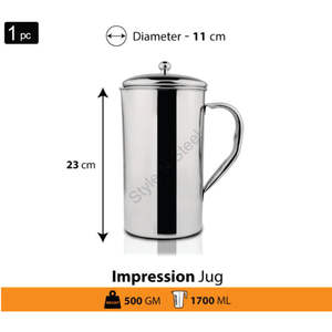 Pichet de service en acier inoxydable de grande capacité de 1700 ml avec couvercle Design élégant classique - Product Image 3