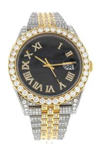 Excellente qualité étanche automatique Date entièrement glacé montre VVS Moissanite diamant clouté montre-bracelet pour hommes femmes - Product Image 4