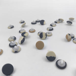 16L Eco-Friendly Faded Floral Flat <b>Button</b> Vintage Style Fabric-<b>Covered</b> Resin Black Color - Product Image 2