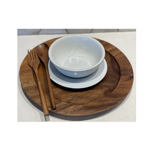 Assiettes de présentation en bois de manguier sculptées et écologiques Assiettes de service en bois pour la décoration de table à manger Lot de 4 - Product Image 4