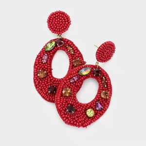 Pendientes bordados con cuentas de lujo, decoración de diamantes de imitación, pendiente de gota de hoja con cuentas para mujeres y niñas de MD artesanías - Product Image 3