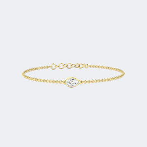 0.50 CTW Lab Grown Pear-Shaped Bezel-<b>Set</b> Diamond Vintage Station Bracelet in 9K <b>Gold</b> for Women - Product Image 1