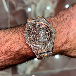 High Quality Customizable Iced Diamond Lab Grown <b>Men's</b> Watch Water Resistant Hip Hop Stainless Steel <b>White</b> <b>Gold</b> Glass Business - Product Image 6