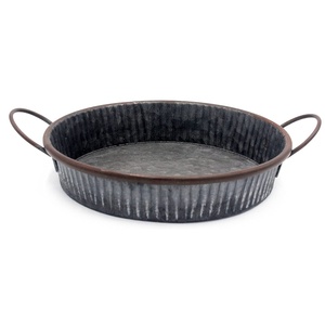 Bandeja de Servir de Hierro Galvanizado Resistente Hecha a Mano con Diseño de Asa Recortada, Decoración Tradicional Ecológica para el Hogar, Personalizable - Product Image 4