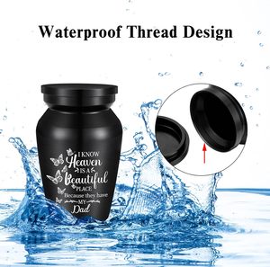 Urnas pequeñas para cenizas humanas Mini urna de recuerdo de aluminio Mariposas Cremación para cenizas Recuerdo conmemorativo Urna de tamaño personalizado - Product Image 4