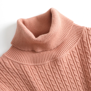 Pull à col roulé coupe ajustée confortable pour femmes Pull en tricot à manches longues avec motif en tricot torsadé Robe de fond assortie - Product Image 4