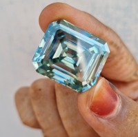 40 Ct Moissanite bleu taille émeraude, clarté VVS, diamants de grande taille, moissanite bleue facettée, fabrication de bijoux