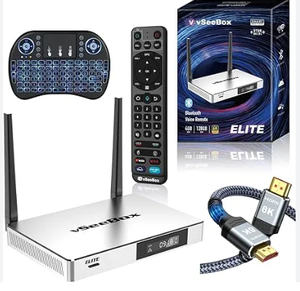 30+15 Gratis NUEVO Decodificador IPTV Original Stream Box TV vSeeBox S4 V2 V3 V4 Pro Max con Control Remoto por Voz (4GB RAM + 32GB ROM) - Product Image 1