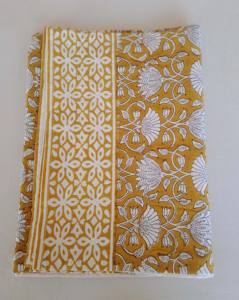 Yellow Floral Print Christmas Table Cloth Indian Block Print Tablecloth Pure Cotton Table Cover Handmade <b>Thanksgiving</b> <b>Gift</b> - Product Image 6