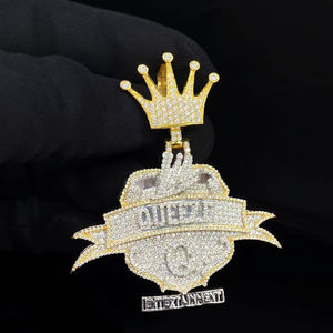 Custom <b>Letter</b> CZ Diamond Iced Stainless Steel <b>Silver</b> Plated Hip Hop Pendant - Product Image 1