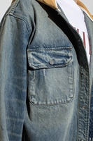 Veste en jean décontractée pour homme, col montant, respirante, coupe-vent, fermeture à boutons, coton, hiver