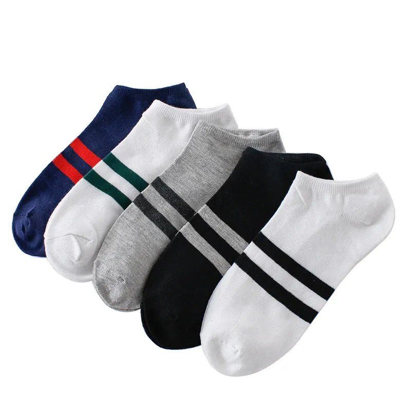 5pairs Men's Cotton Stripe Boat Socks All Seasons Spring Autumn Male Casual Breathable Men Socks By NEEDS OUTDOOR