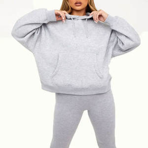 2024 Style chaud personnalisé femmes surdimensionné pull à capuche Slouchy Fit respirant poche avant à la mode entraînement col à capuche - Product Image 2